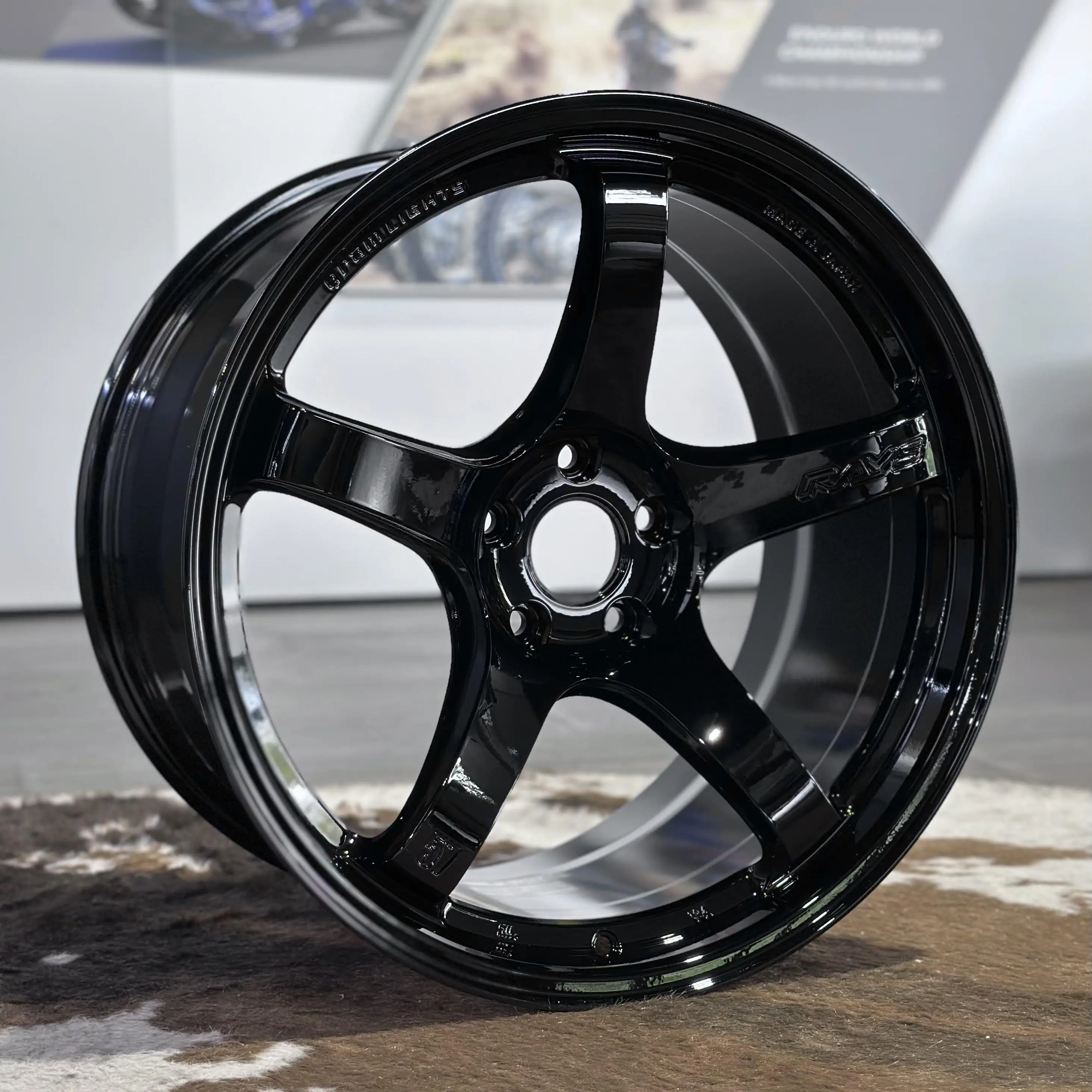 rays gramlight 57cr gloss black in 19 inch for toyota a90 supra