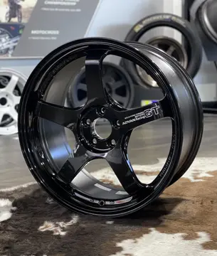 Premium Yokohama Advan GT Beyond forged monoblock wheel in the gloss Racing Titanium Black finish