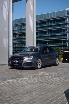 Side profile perspective with daytona grey audi rs3 8v