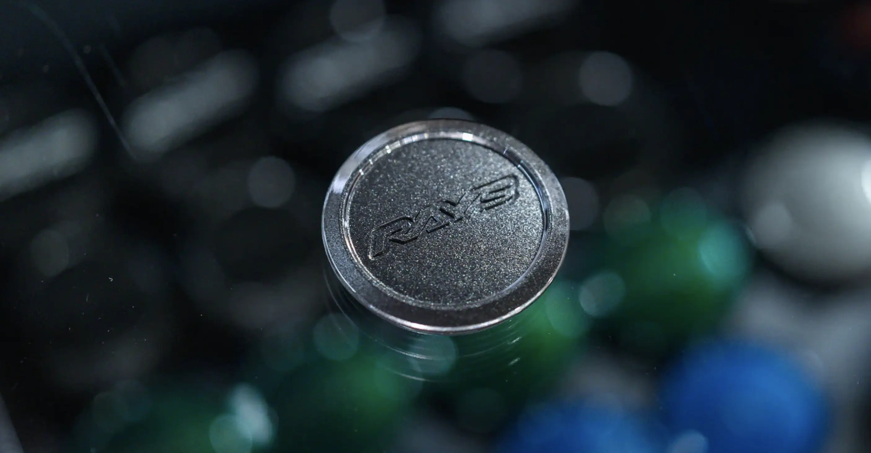 RAYS VR-01 Low Type center cap in Diamond Dark Gunmetal MM mounted on Volk CE28N