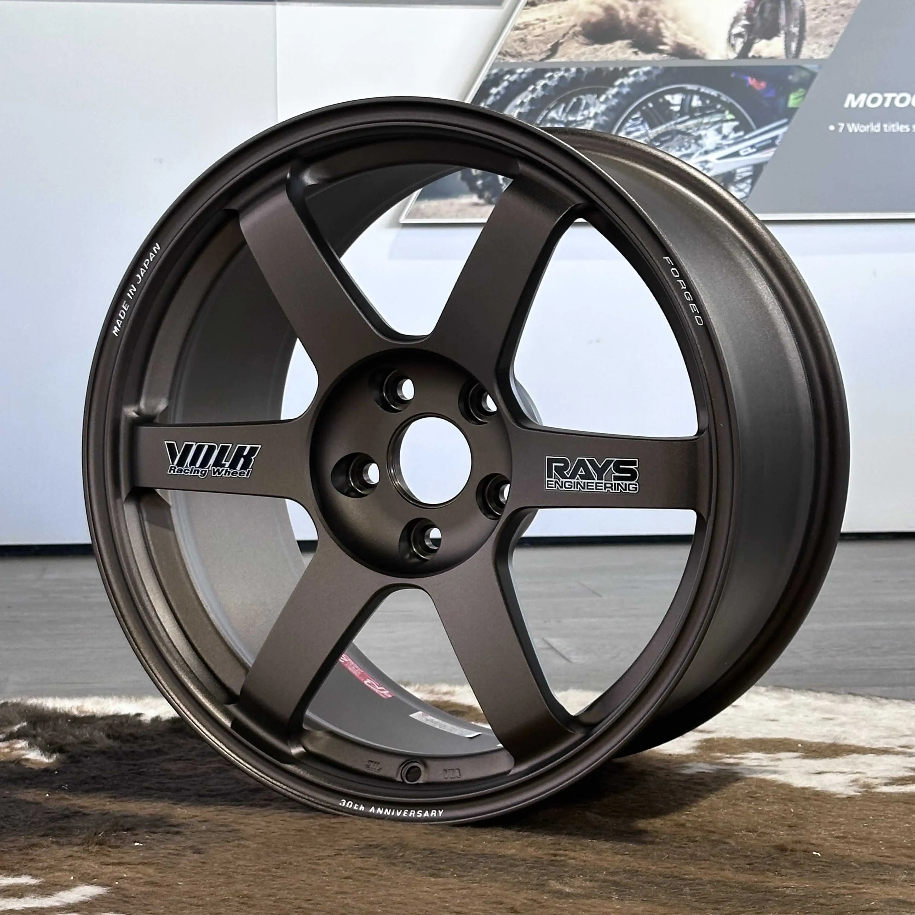 RAYS Volk Racing TE37 30th Anniversary black spoke decal on Bronze Almite SAGA S-Plus wheel from KA Autosport