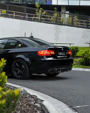 Blacked out BMW E92 M3 track setup running 18 inch TE37 Saga S-Plus wheels available now at KA Autosport Melbourne Australia