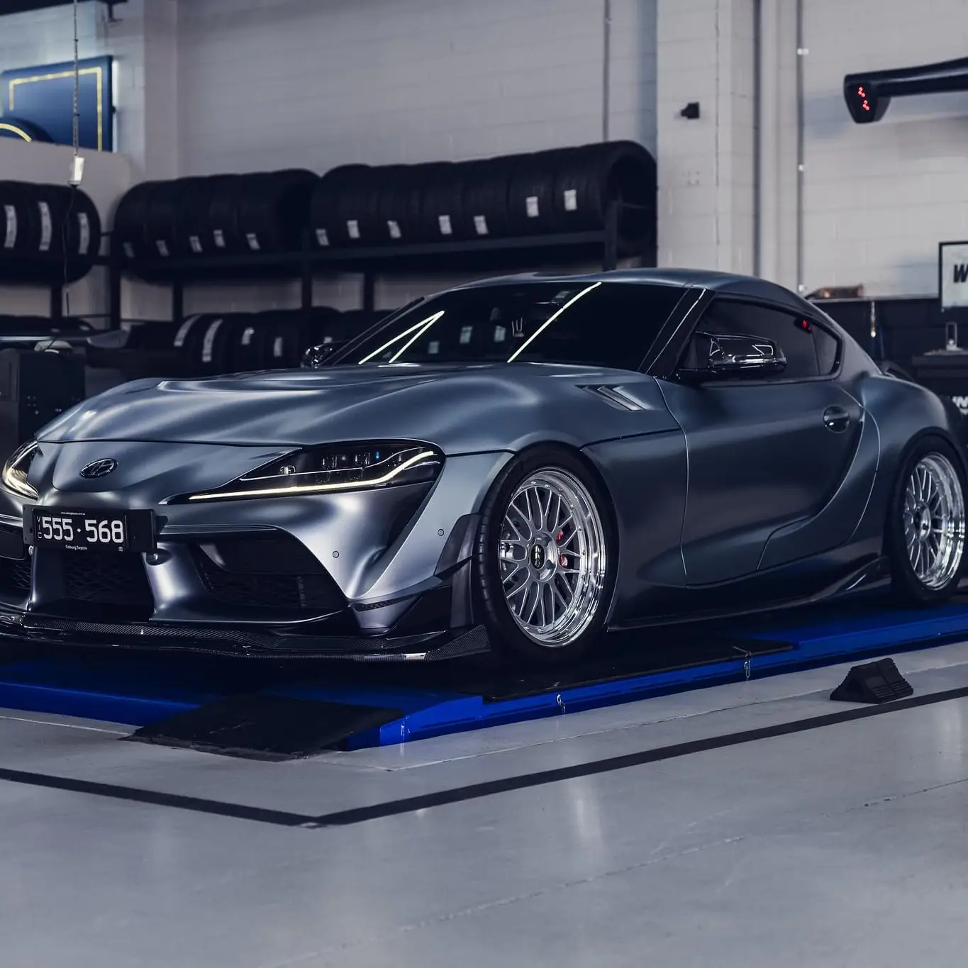 Modified Toyota GR Supra A90 showcasing authentic Japanese forged BBS LM wheels