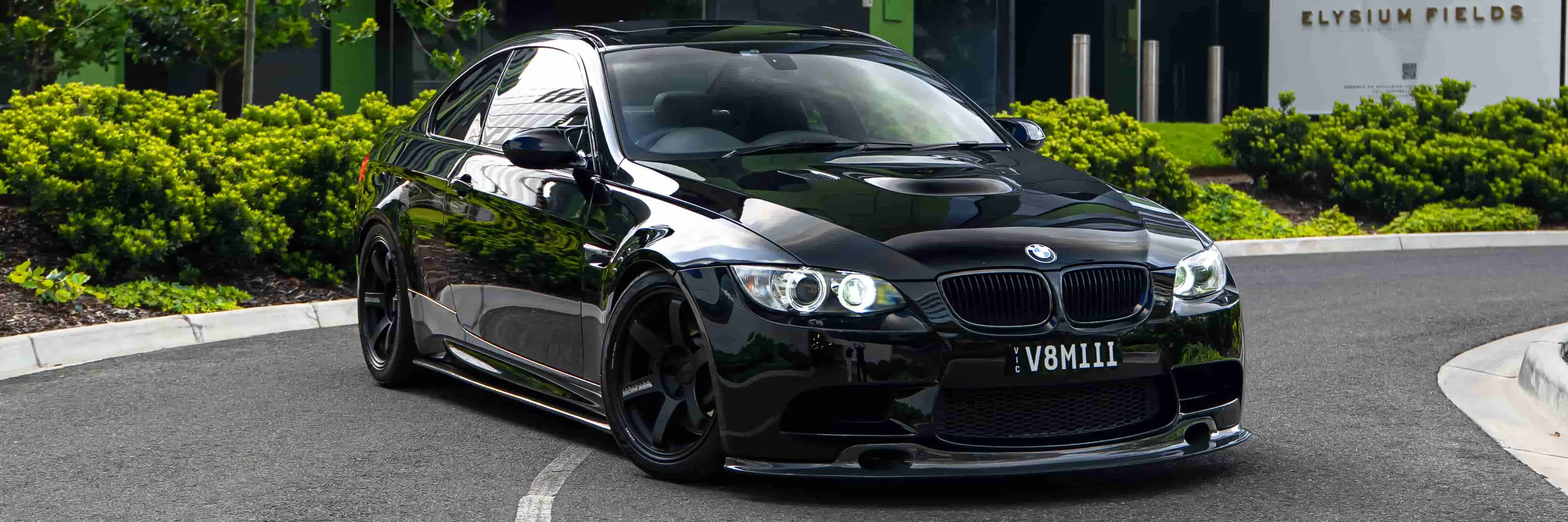 Black BMW E92 M3 fitted with 18 inch Volk Racing TE37 Saga S-Plus wheels in Matte Black MB in stock at KA Autosport Australia