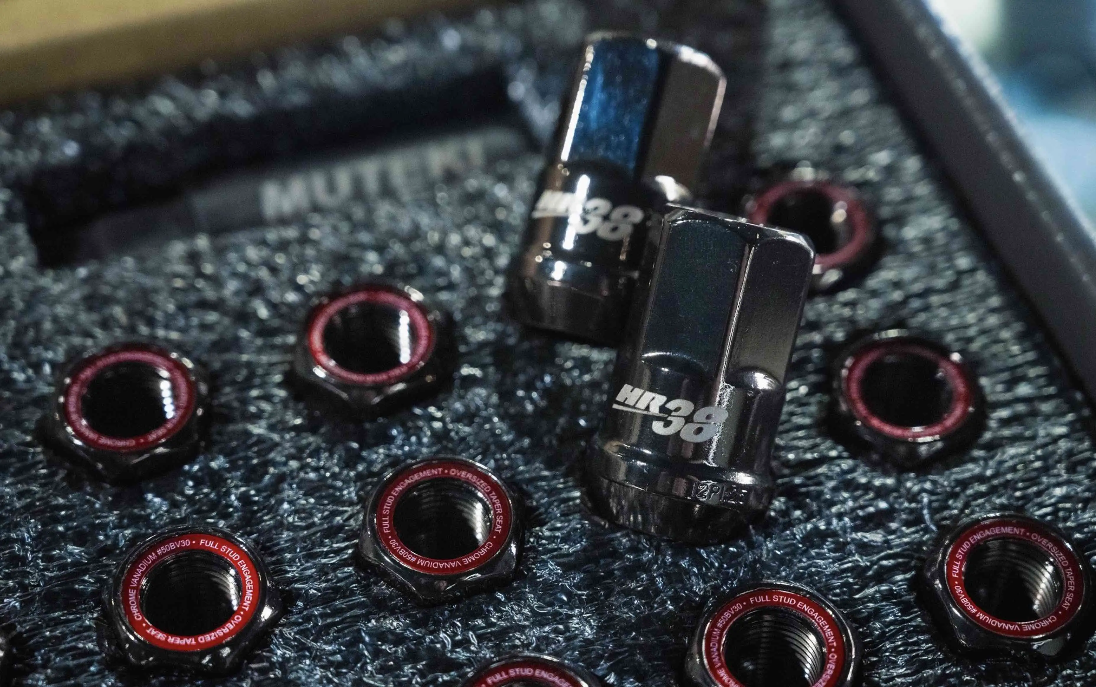 wheel lock nuts in red finish
