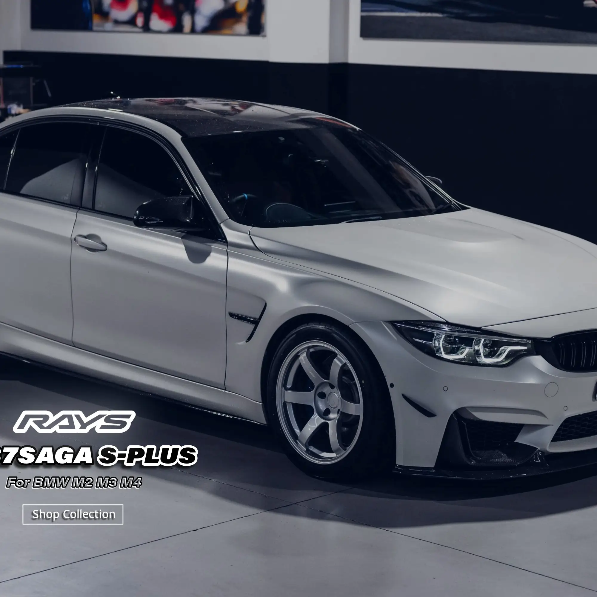 BMW F80 M3 white with RAYS TE37 saga s-plus in diamond silver side shoot
