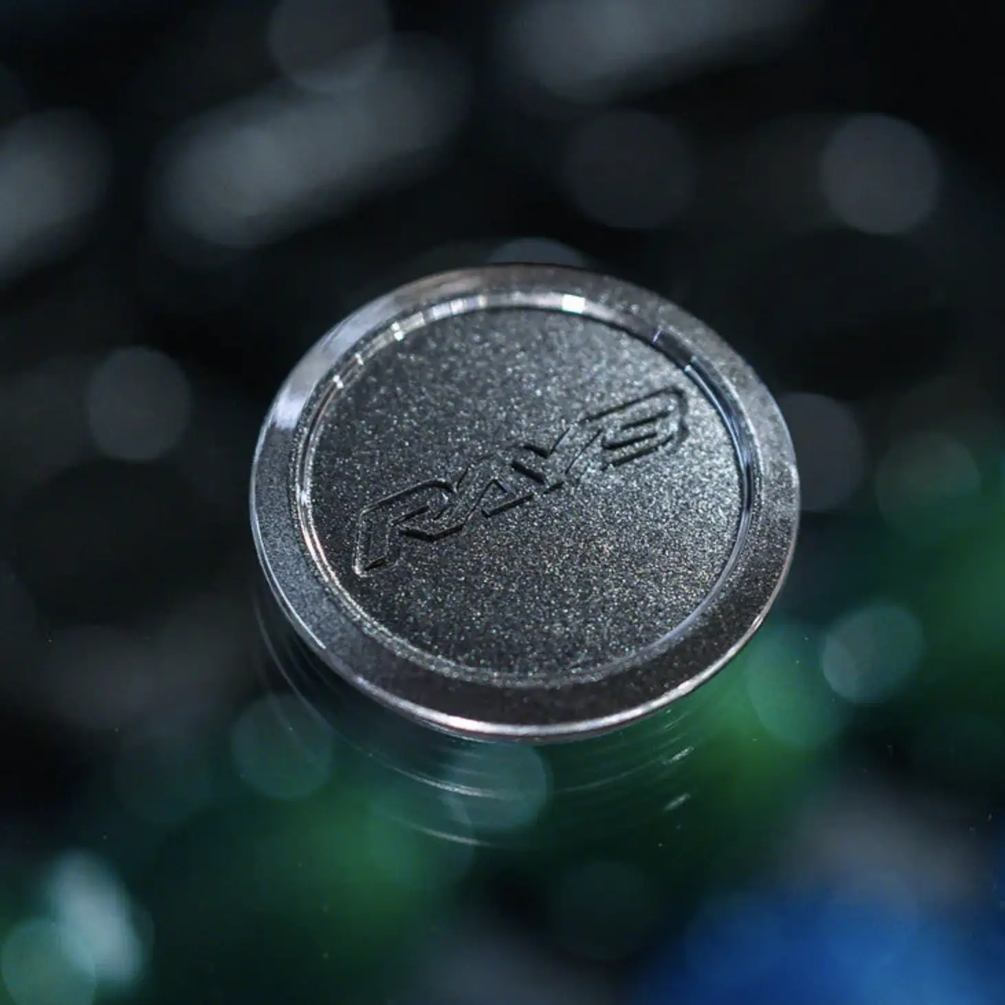 RAYS VR-01 Low Type center cap in Diamond Dark Gunmetal MM mounted on Volk CE28N