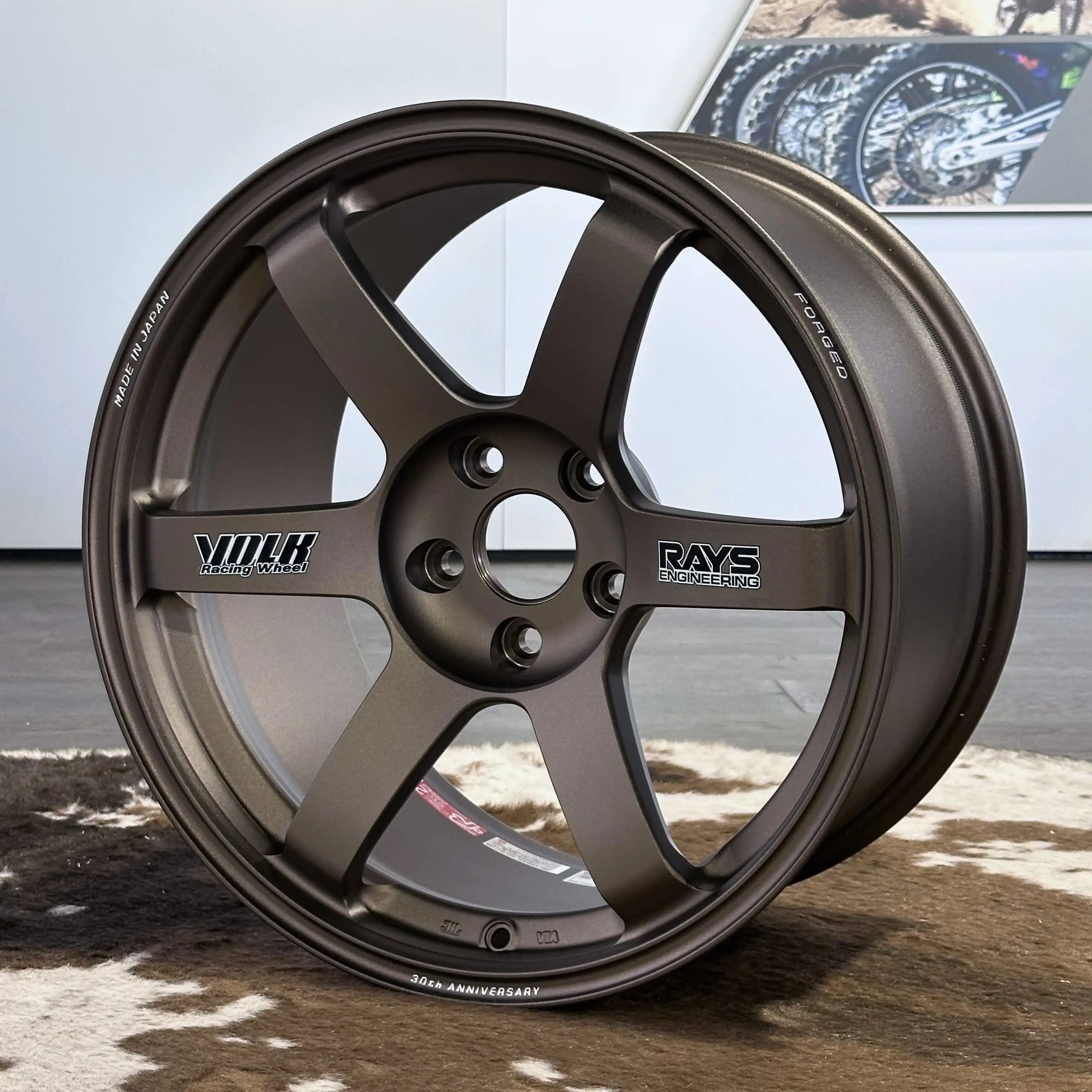 Concave spoke profile of Bronze RAYS Volk Racing TE37 30th Anniversary SAGA S-Plus JDM wheel at KA Autosport