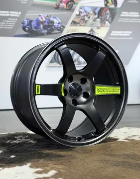Deep concave profile view of Matte Black RAYS Volk Racing TE37 SAGA SL M-Spec JDM wheel at KA Autosport