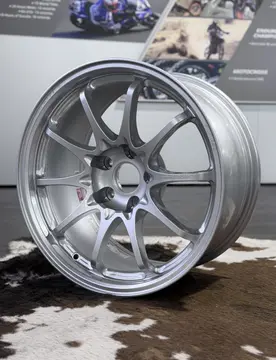 Full front face profile of a 17 inch RAYS Volk Racing CE28 N-Plus wheel in Diamond Silver