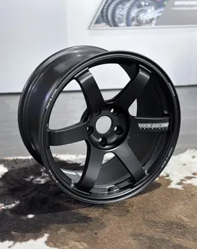 RAYS Volk Racing TE37 Saga S-Plus wheel in matte black, 18x9.5 +22 5x114.3 spec for Evo 8, Evo 9, and Nissan Silvia S15