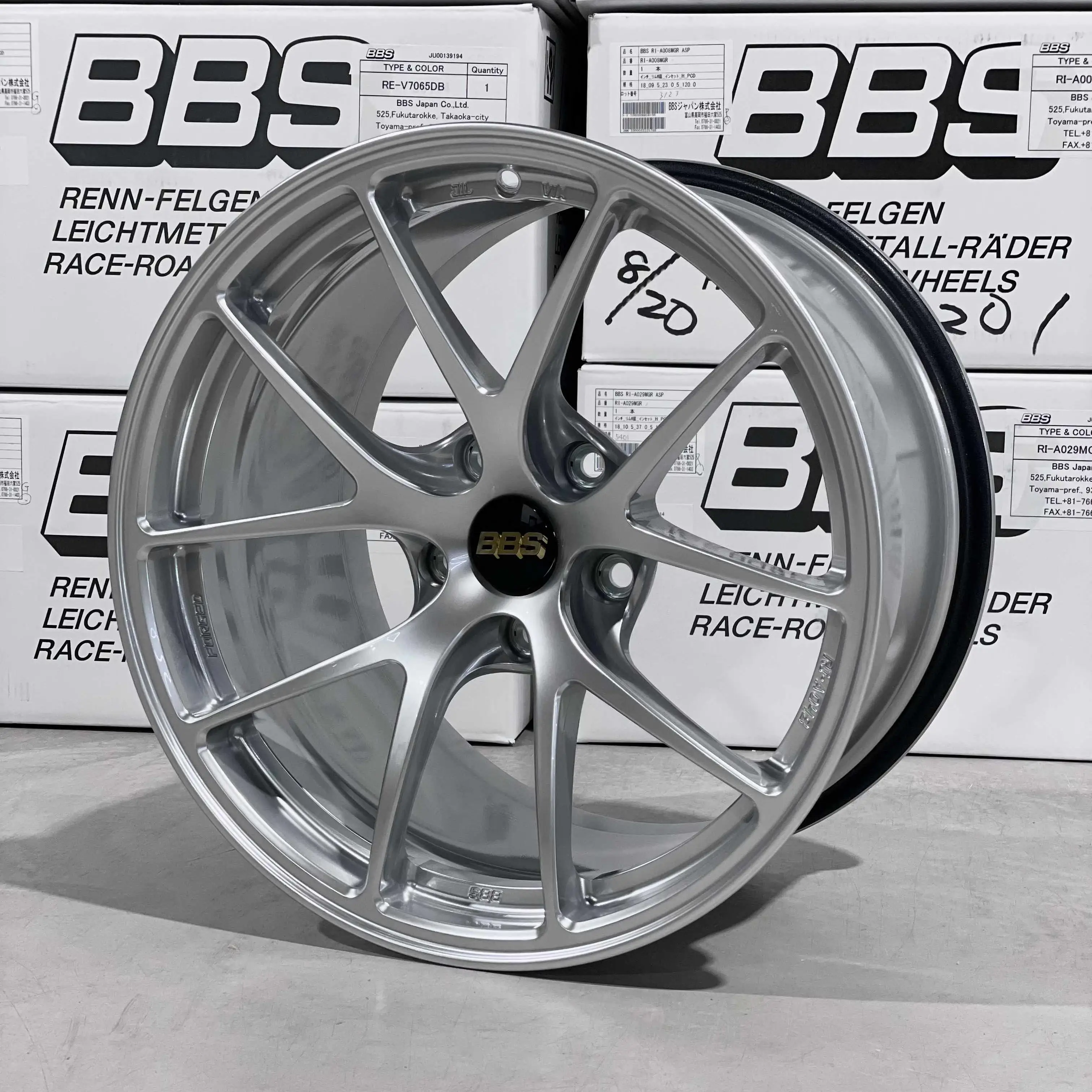 BBS RI-A forged monoblock wheel showcasing the high brilliance Diamond Silver finish