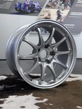 Side profile view highlighting the metallic Diamond Silver finish and concave 10 spoke design of a CE28 N-Plus