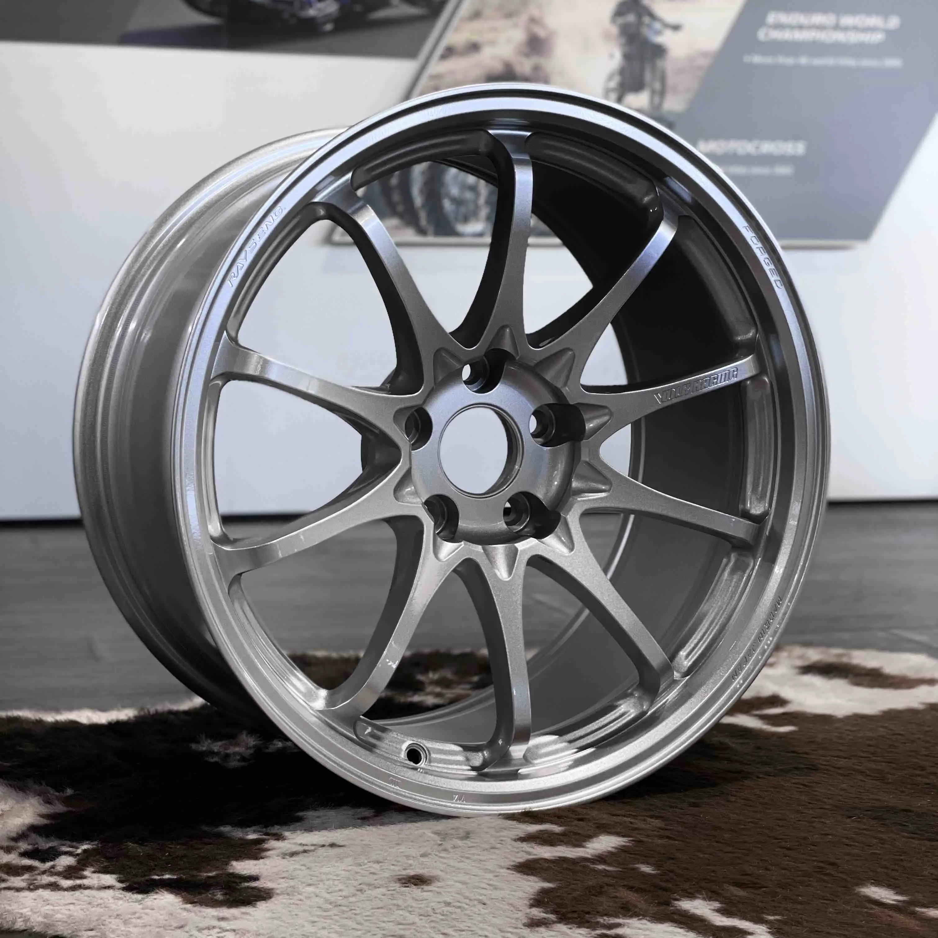 Side profile view showcasing the deep concave 10 spoke design of an 18 inch Diamond Silver CE28 N-Plus
