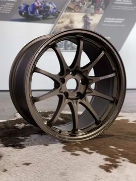 Full front face view of an 18 inch RAYS Volk Racing CE28 N-Plus wheel in anodized Bronze with aggressive Face 4 concavity