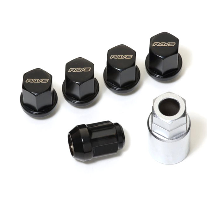 RAYS 17HEX NUT & LOCK SET - M12 x 1.5 - Black - Offical RAYS Wheel ...
